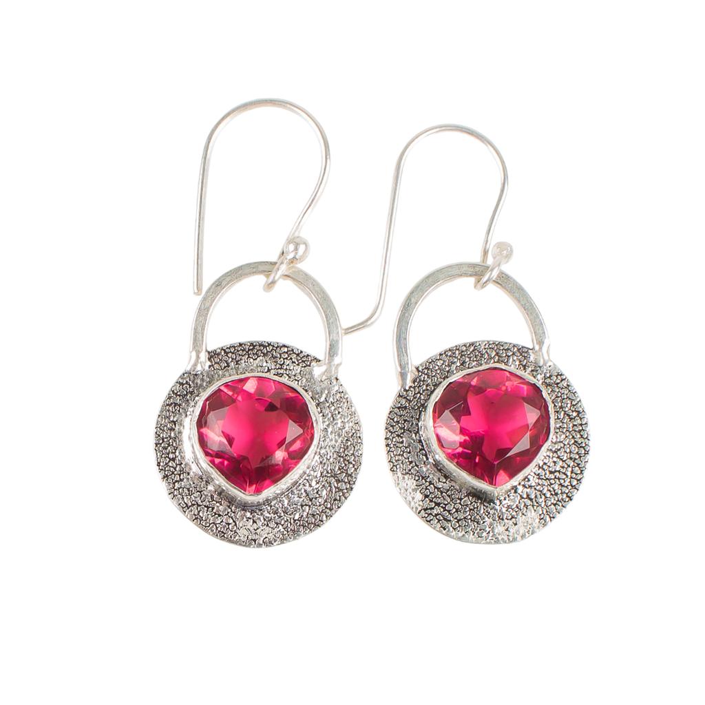 Pink Tourmaline Gemstone 925 Sterling Silver Jewelry Handmade Earrings 1.30" EE-63-18
