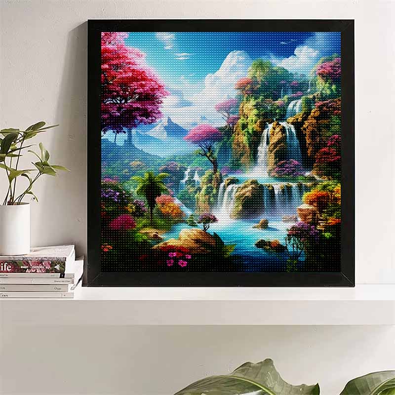 New Arrival 5D DIY Full Circle Diamond Painting "Waterfall" Embroidery Cross Stitch Home Decor Gift