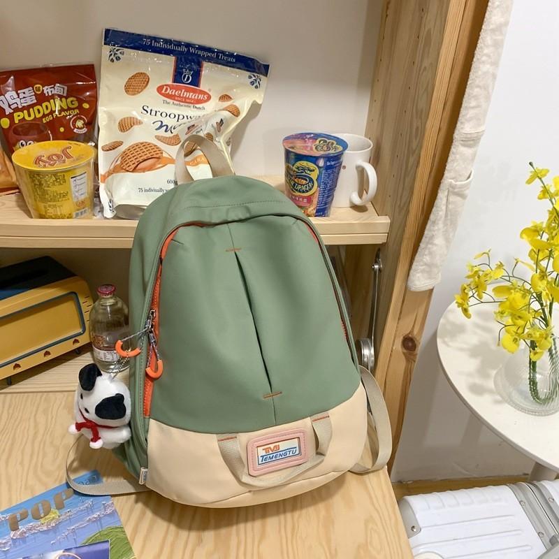 Unisex Harajuku Style Color Block Student Backpack Large Capacity Korean College Wind Ins New Shoulder Bag For Women