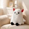Plush Ghost Toy Soft Stuffed Animal Plushie with Devil Horns and Embroidered Face for Kids and Collectors Halloween Gift