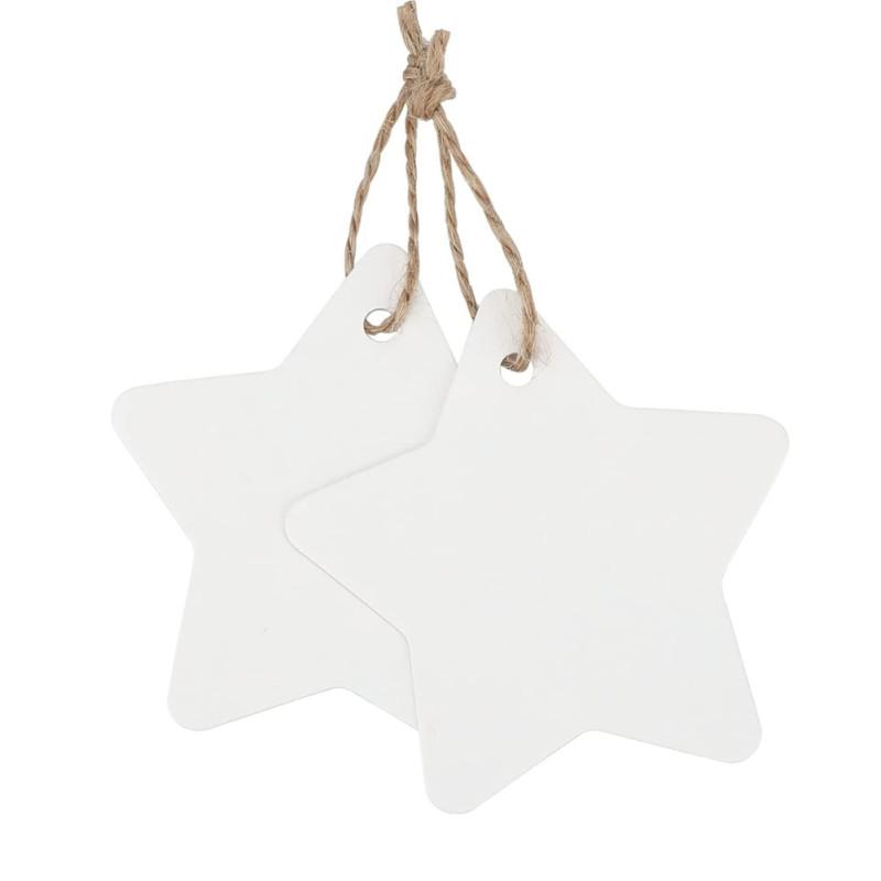 100 szt. Etykieta w kształcie gwiazdy z papieru kraft z jutowym sznurkiem Pusta etykieta Prezent do pieczenia na Boże Narodzenie, ślub, urodziny
