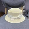 Summer fresh bow concave top straw hat children's fashion versatile sunshade top hat seaside vacation sunscreen hat