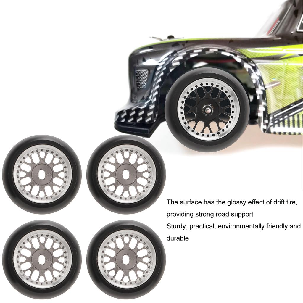 4pcs RC Drift Tire Aluminum Alloy Stable Flexible Drift Car Tyre for   1Celsius28 RC Car