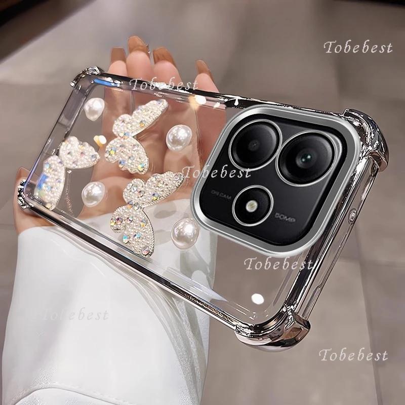 Husă 3D cu Fluture Perlat, Silicon Placat Antișoc pentru Xiaomi Redmi Note 14 14C 13 13C 13R 12 11 11S 10 10S 9 Pro 4G 5G