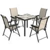 5 Pieces Outdoor Dining Set, Garden Dining Set for 4 with Square Table and Folding Chairs, Brown