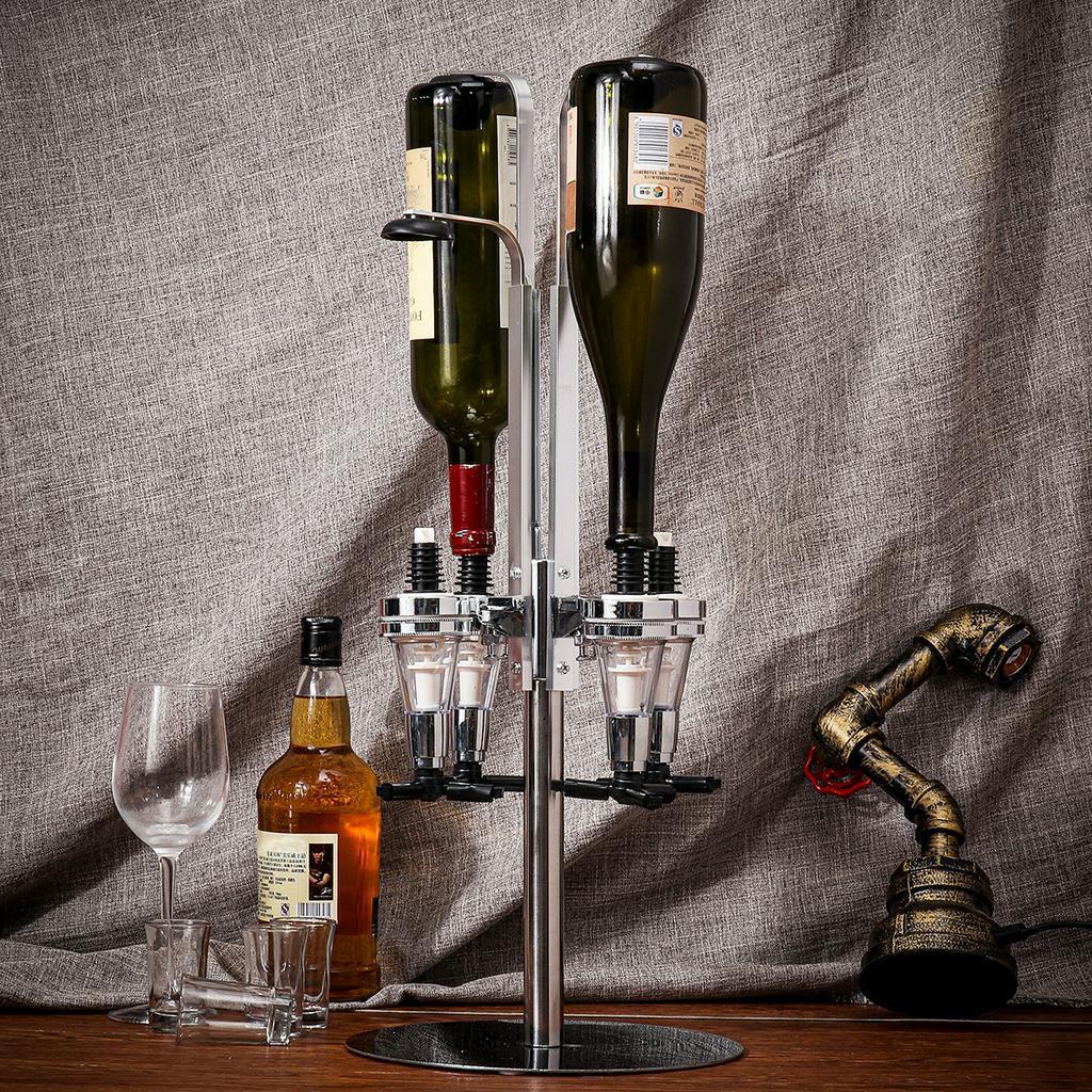 Desk Mounted 4 Station Liquor Dispenser Bar Butler Wine Dispenser Alcohol Bottle Dispenser Drinking Pourer Bar Accessories