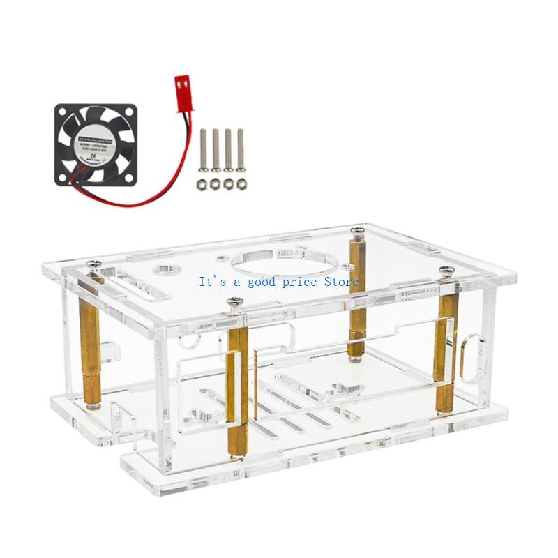 Acrylic Case Transparent Enclosure Active Passive Cooling Shell Optional Cooling Fan Heatsink for RV2 Development Board