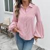 Striped Button Down Shirt for Women Lantern Long Sleeve Business Casual Blouses Dressy 2025 Fall Collared Work Tops