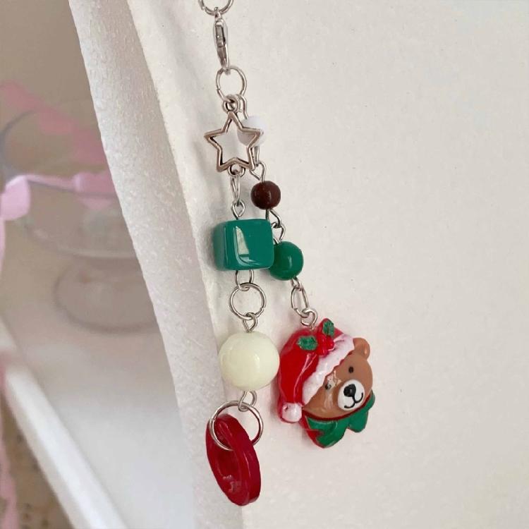 Resin Gingerbreads Man and Bear Phone Chain Keychain Phone Lanyard Keyrings Pendant for Fashionable and Practical Use