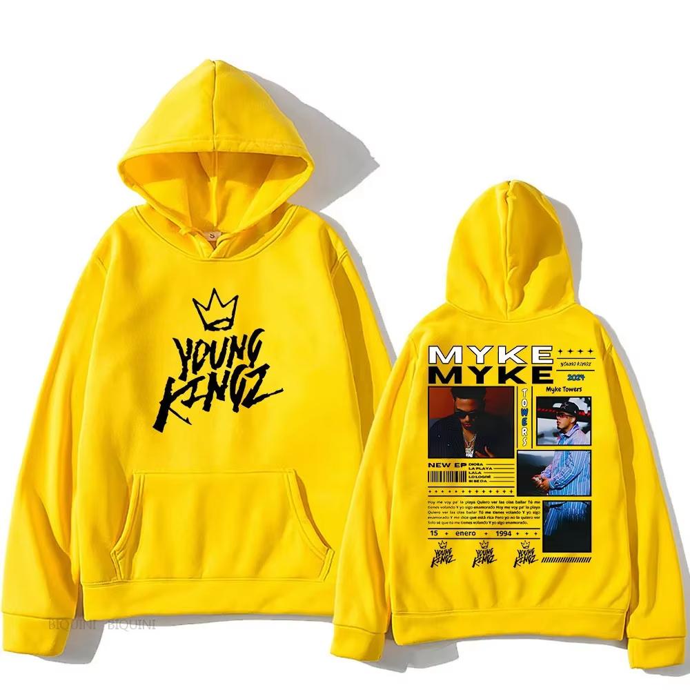 Rapero Myke Towers 2025 Tour Sudadera Informal Harajuku De Manga Larga Con Capucha Ropa De Lana Sudaderas Moda Sudadera Capucha