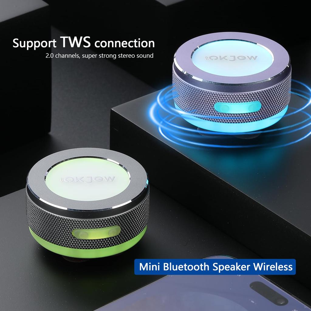 Okjew Bone Conduction Speaker Bluetooth Speaker Vibration Speaker Portable Wireless Speaker 3D Surround Sound Output Equipped with Dynamic LED Light