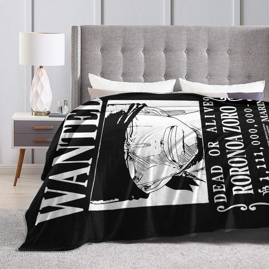 Zoro Wanted Luffy Anime Blanket Flannel Throw Blanket Bedroom Sofa Printed Ultra-Soft Warm Bedsprea,
