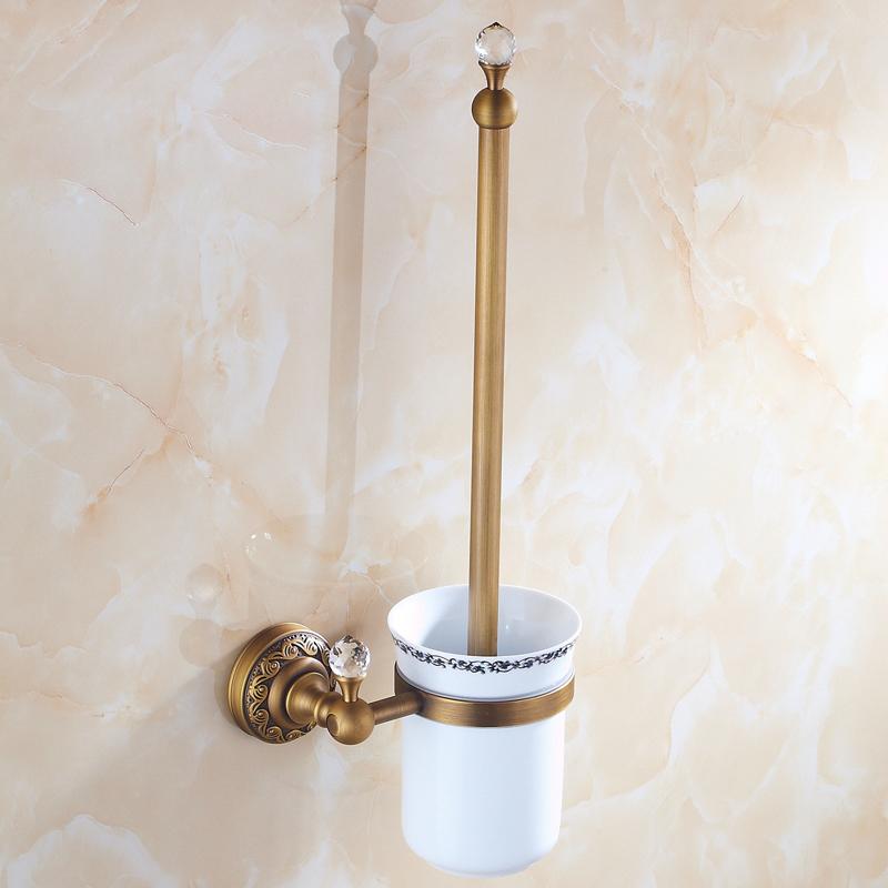 Toilet Brush Holders Antique Bronze Solid Brass Toilet Bowl Brush Clean Ceramic Bathroom Accessories WC Borstel Brushed 3709F