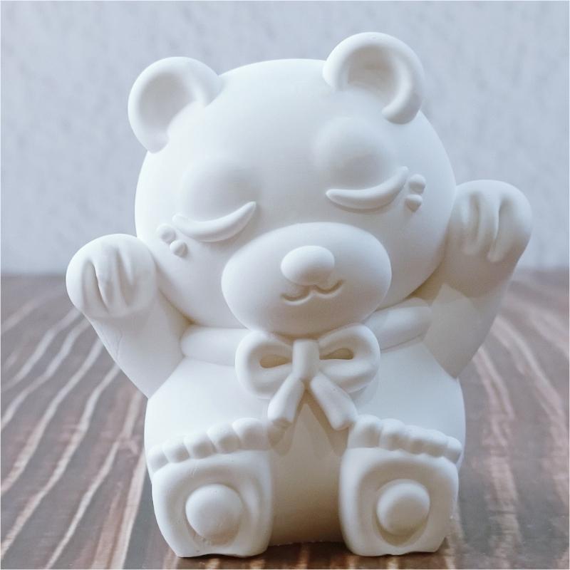 Sitting Bear with Bows Mould Silicone Molds Soap Molds Castings Molds Ornament Molds Fondant Cake Chocolate Molds
