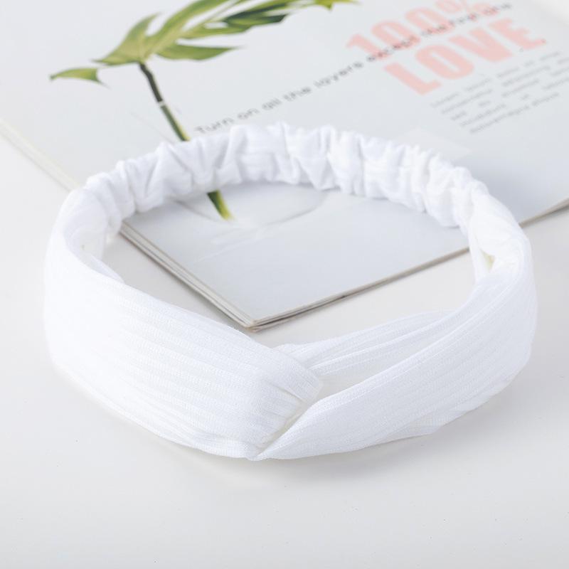 European & American Knit Crossover Headband: Pure Color Elastic Yoga Sports Hair Tie for Women