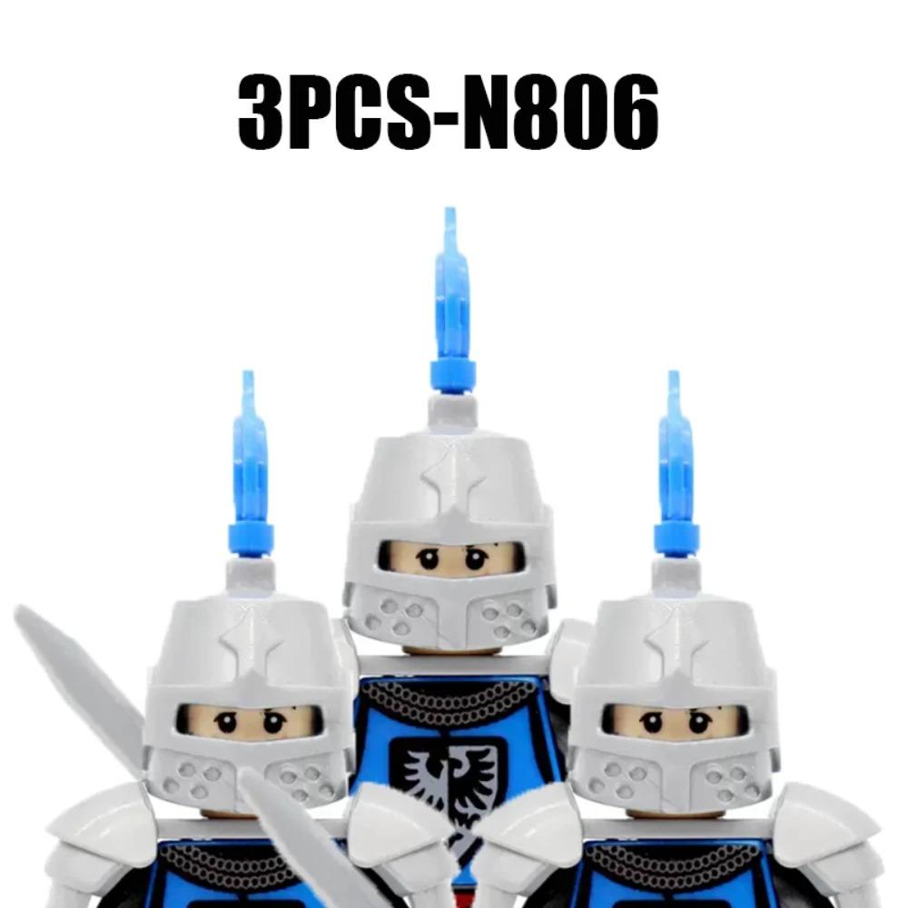 MOC Re Medievale Blocchi da Costruzione Esercito Castello Corvo Leone Rosso Aquila Nera Cavaliere Soldato Figure Spade Scudo Armi Mattoncini Giocattoli