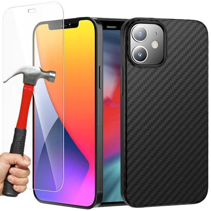 Coque et Verre Trempé - Silicone - pour iPhone 12 Pro Max - Ultra-Fine - Antichoc - Anti-rayures