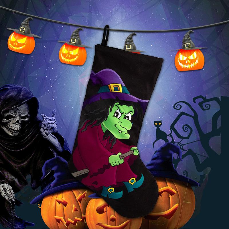 Halloween Themed Stocking Gift Bag Unique Sock Pendant Decoration for Candy Treats Perfect Scene Ornament Festive Cloth Bag