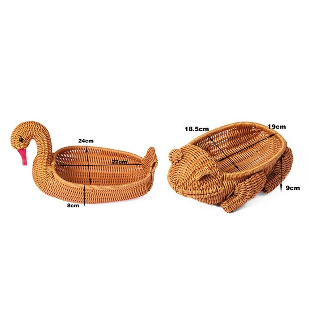 Retro Woven Animal Style Storage Rattan Woven Tea Tray  Restaurant Serving Tabletop Display