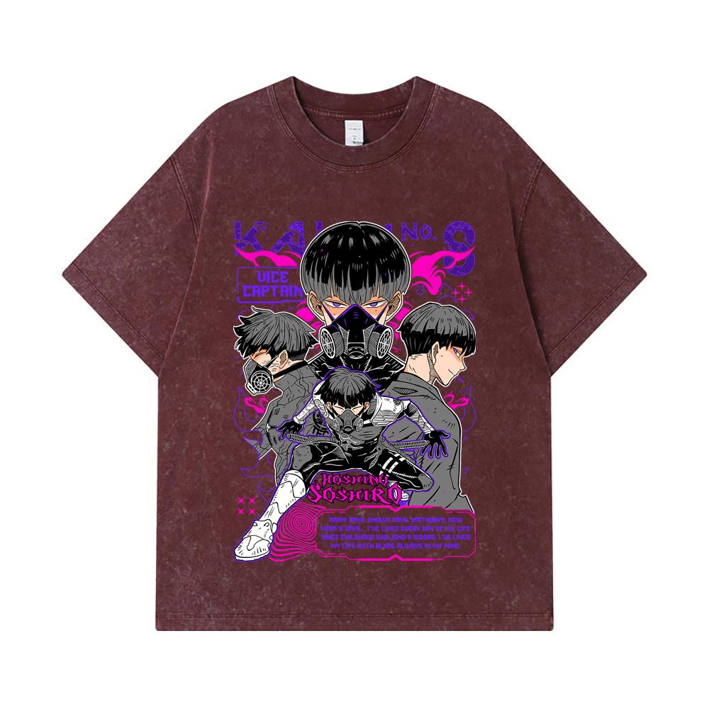 275 GSM Washed T-shirts 100% Cotton Kaiju No 8 V10 Soshiro Print Unisex Heavy Cotton T Shirt