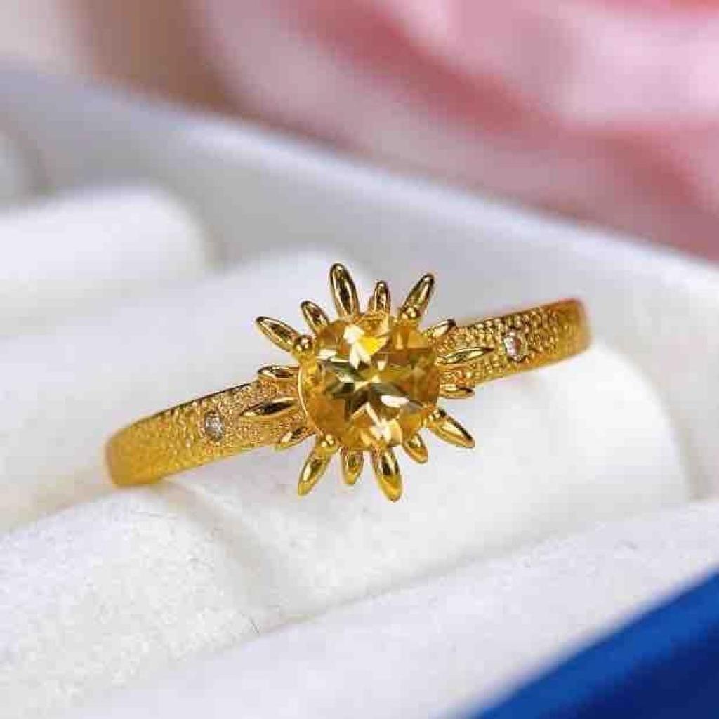 2025 Women's Fashion Yellow Crystal Ring with S925 Silver