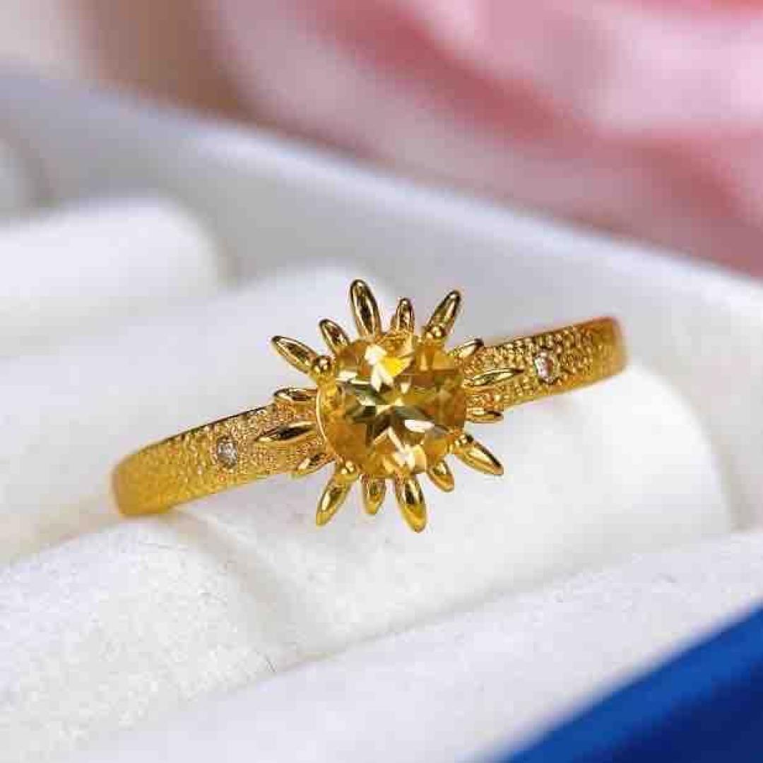 2025 Women s Fashion Yellow Crystal Ring with S925 Silver Adjustable Opening