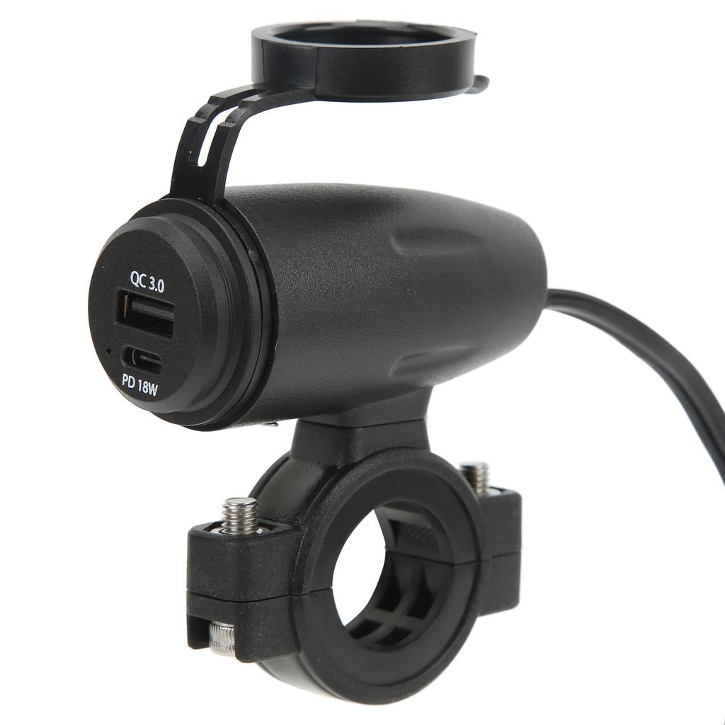Motorcycle Phone Charger DC 10‑30V QC 3.0 PD 18W 2 in 1 Power Supply Charge Adapter Socket for 22‑30