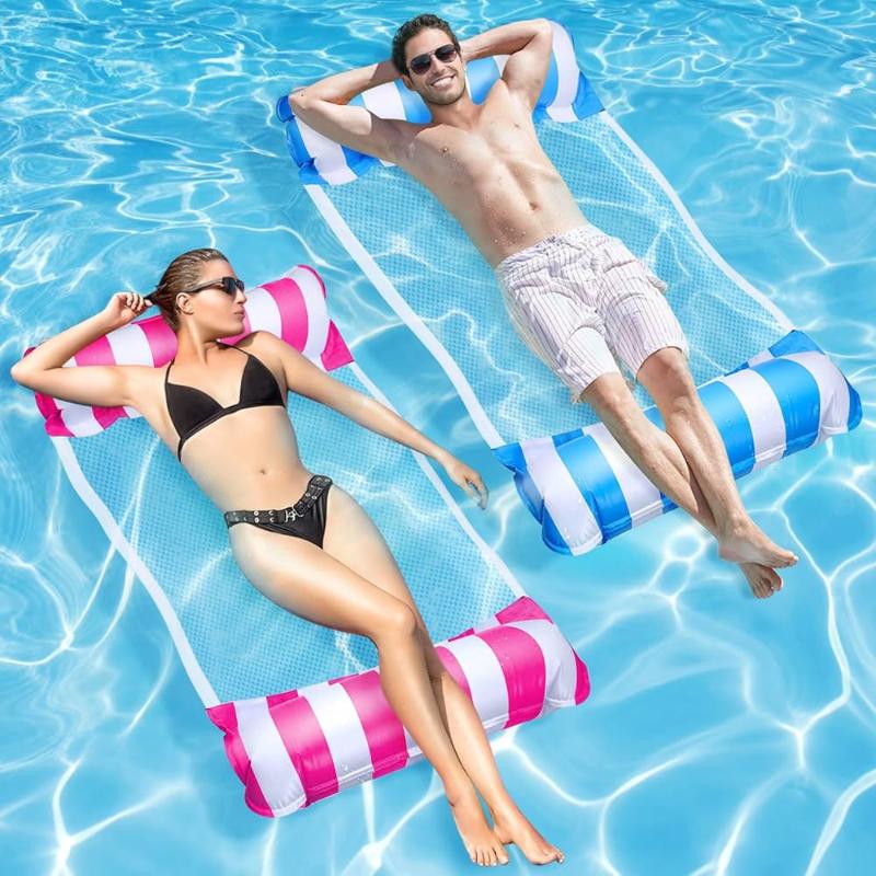 Inflatable Floating Water Hammock Foldable Lounger Portable Floating Bed Floating Row For Pool Beach