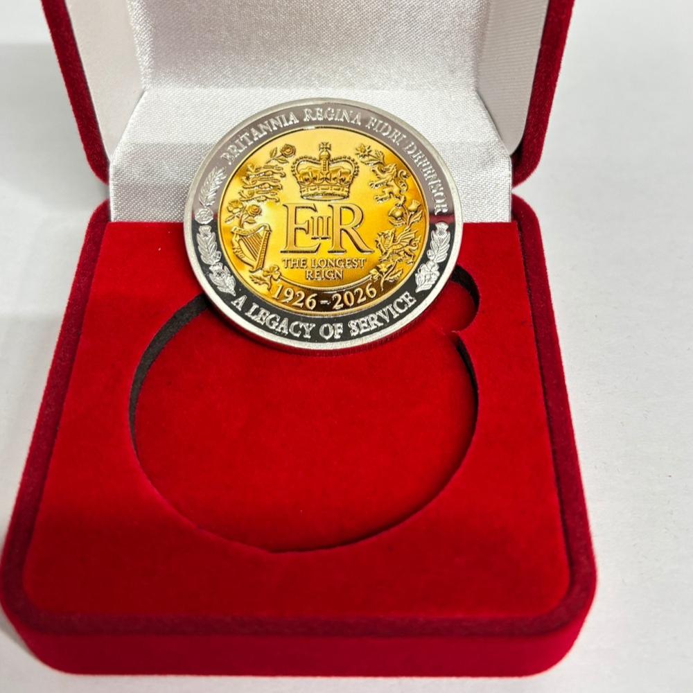 Moneta del 100° Anniversario della Regina Elisabetta II, Moneta Commemorativa del Compleanno della Regina, Include cofanetto regalo, Stile cofanetto regalo