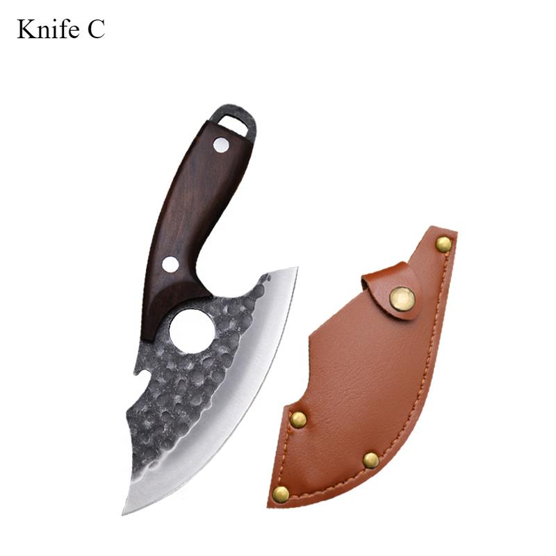 

Нож для убоя из трех частей, нож для обвалки мяса, молотковый нож для разделки мяса, многофункциональный сабля ручной ковки, профессиональный поварской нож C