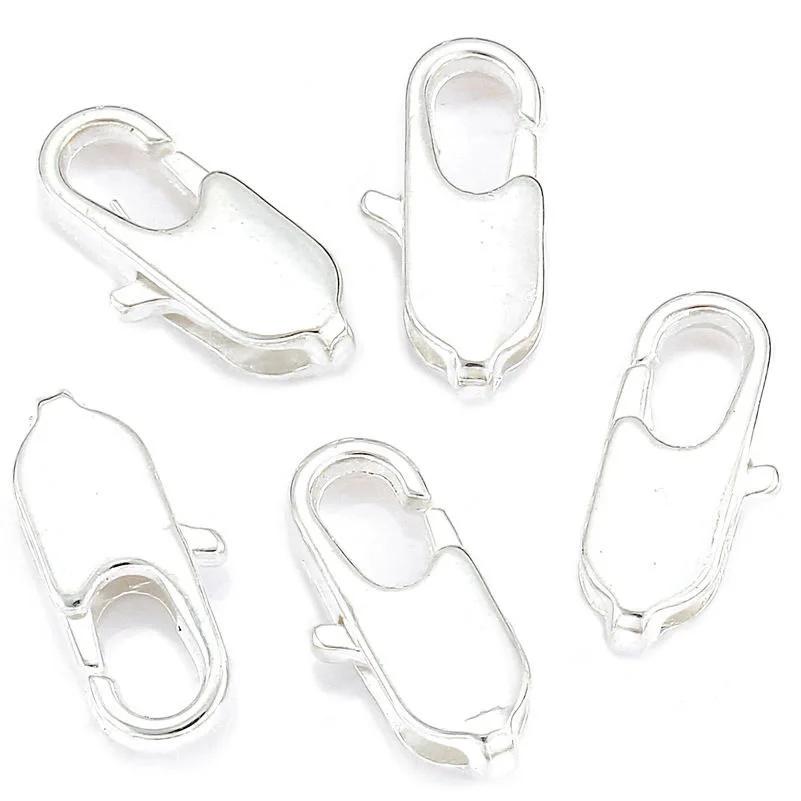 50pcs Rectangular Lobster Clasp Connectors, Iron Metal Hook for DIY Bracelet Necklace Making, Jewelry Findings Accessories