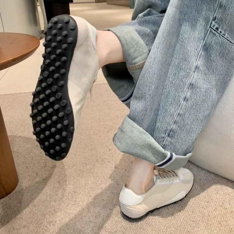 Cowhide version retro color matching German training shoes women's 2025 new versatile and thin soft sole casual sports white shoes board shoes