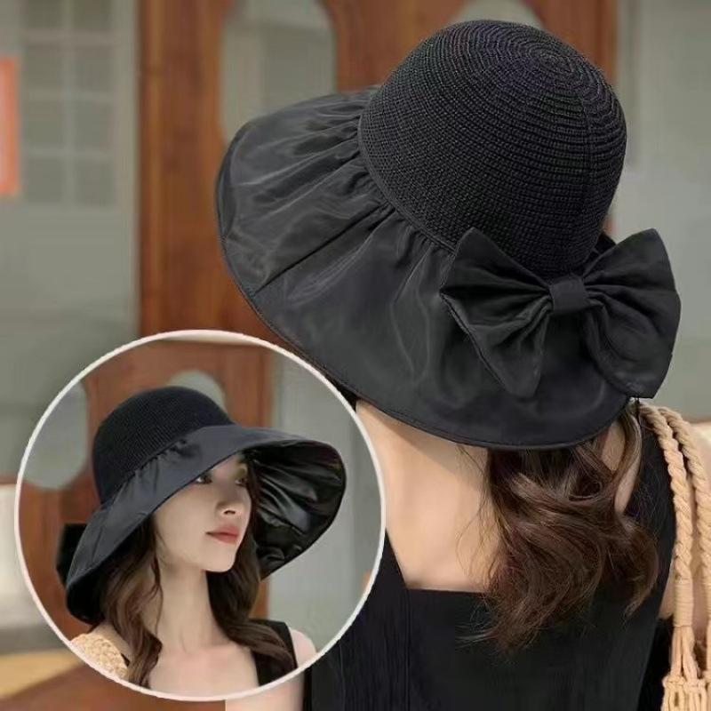 Sunshade Breathable Hat Women's Spring and Summer Outdoor Popular Sunscreen Versatile Sunshade Hat Basin Bow Fisherman's Hat
