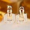 Crystal White Zircon Stone Hoop Earrings For Women Vintage Gold Color Wedding Jewelry