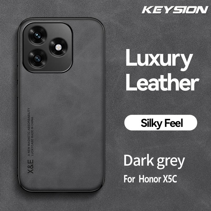 KEYSION Luxury Retro PU Leather Case for HONOR X5c Soft Silicone+PC Shockproof Phone Back Cover for Huawei Honor X5C