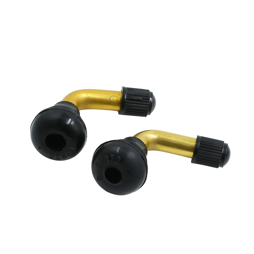 ACROPIX Tubeless Tire Rim PVR70 Tire Valve Stem 135 Degree Snap In Base Universal Gold Tone Black 2 Pcs