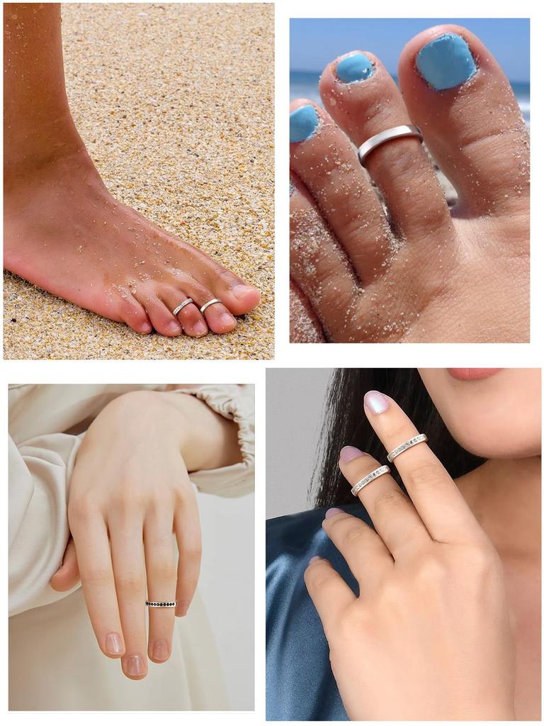 ChicSilver Toe Ring, Pinky Ring, Women's, Silver 925, Eternity Ring, Zirconia, Hawaiian Jewelry