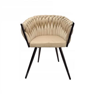 Armchair with Armrests Decorative Tilo Beige Velvet Chair