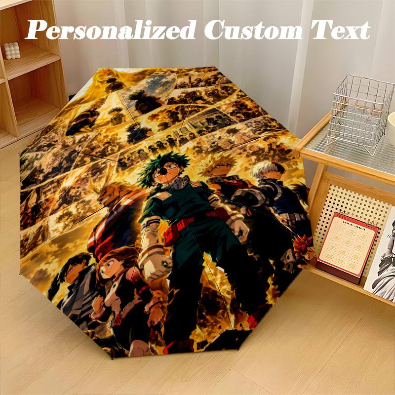 Portable Auto Folding Umbrella,My Hero Academia 8 Rib Waterproof Umbrella For Camping Commute