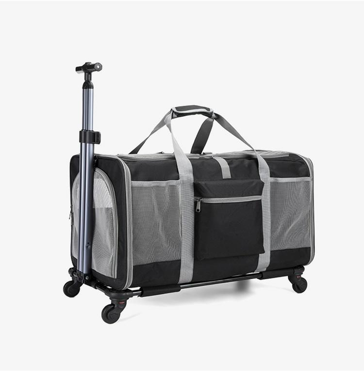 

Oxford Fabric New Double Compartment Pet Rolling Luggage Foldable Breathable Large Capacity Universal Wheels Handheld Crossbody чёрный