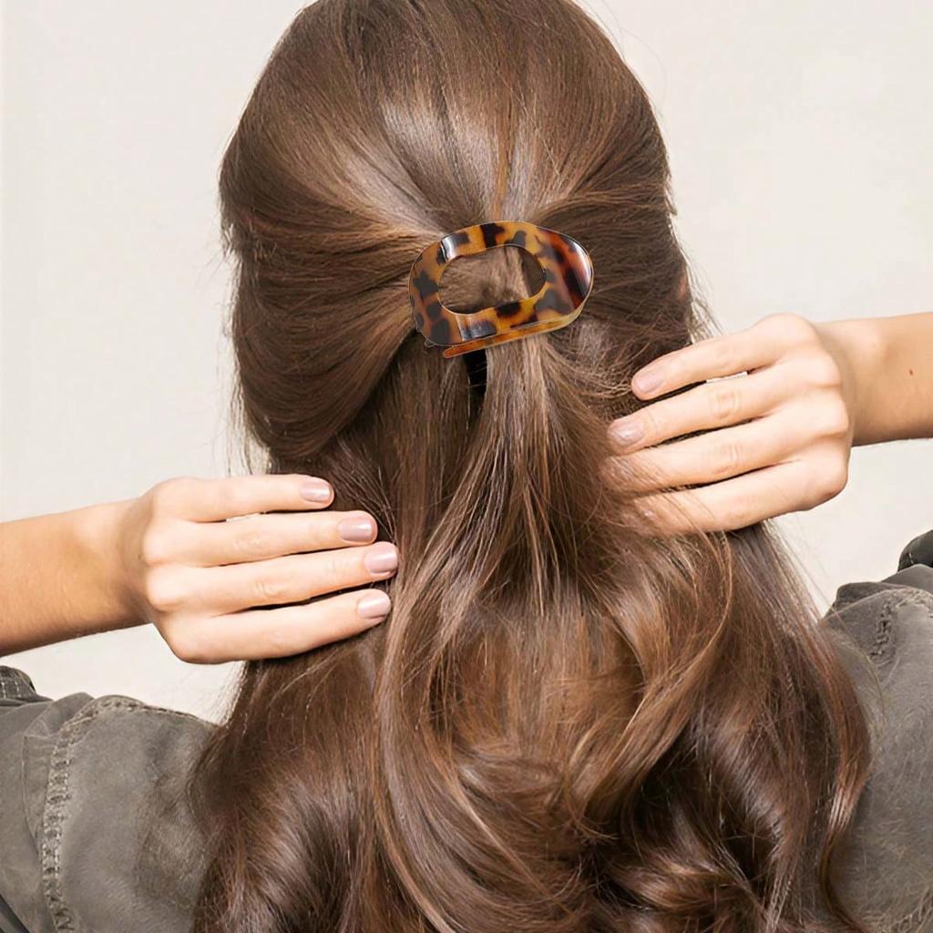 New 1PC Yellow Leopard Oval Plate Hairpin Curved Ponytail Clip Hairpin Flat Duckbill Clip Decorative Hairdressing