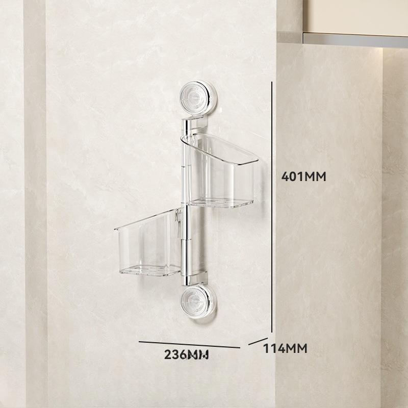 

Wall-mounted Storage Box, Household Kitchen Storage Rack for Scallions, Ginger and Garlic, Multi-functional Non-drilling Suction Cup, Seasoning Rack 2nd floor прозорий