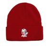 Little Angel Red Heart Print Knit Cap Beanie, Woman Cap Autumn Elastic Simple Bonnet Knitted Hat Beanie