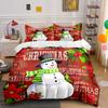 Snowman and Christmas Flowers Bedding Duvet Cover Set Duvet Cover Pillowcases (1*Duvet Cover 2*Pillowcases, Without Duvet Insert)