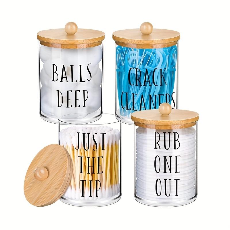 

4 Pack Qtip Holder Apothecary Jars with Lids,10 oz Clear Bathroom Organizer Storage Box for Cotton Ball Cotton Swab Cotton Round