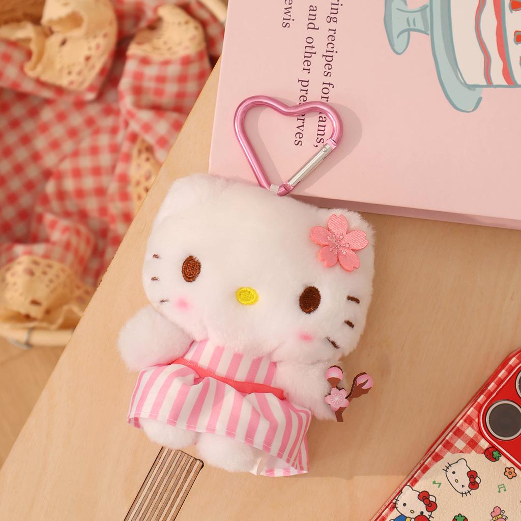 Sanrio Peluche Hello Kitty Kuromi Melody Cinnamoroll Stuffed Toys Pendant Cute Plush Toys Keyring Anime Keychain Birthday Gift