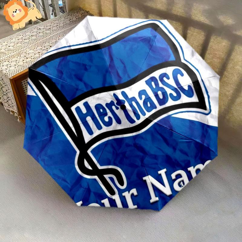 1 PC Automatic Folding Umbrella - Hertha BSC Custom Name Pattern, Portable & Foldable Design with 8 Ribs, Christmas Birthday Gifts