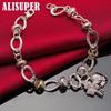 925 Sterling Silver Heart Lock Clover Flower AAA Zircon Bracelet Jewelry