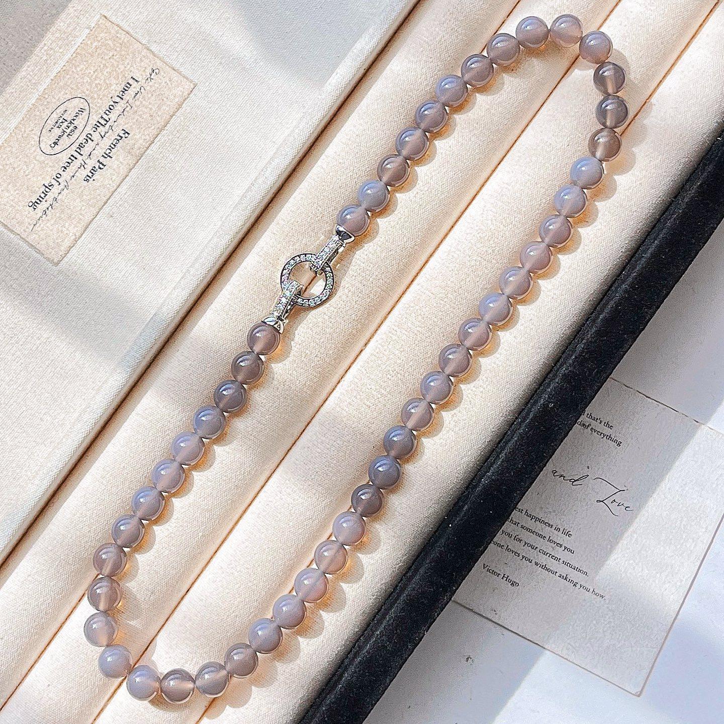 4Mm Vintage High Quality Natural Amethyst Freshwater Pearl Design Sense Necklace Clavicle Chain