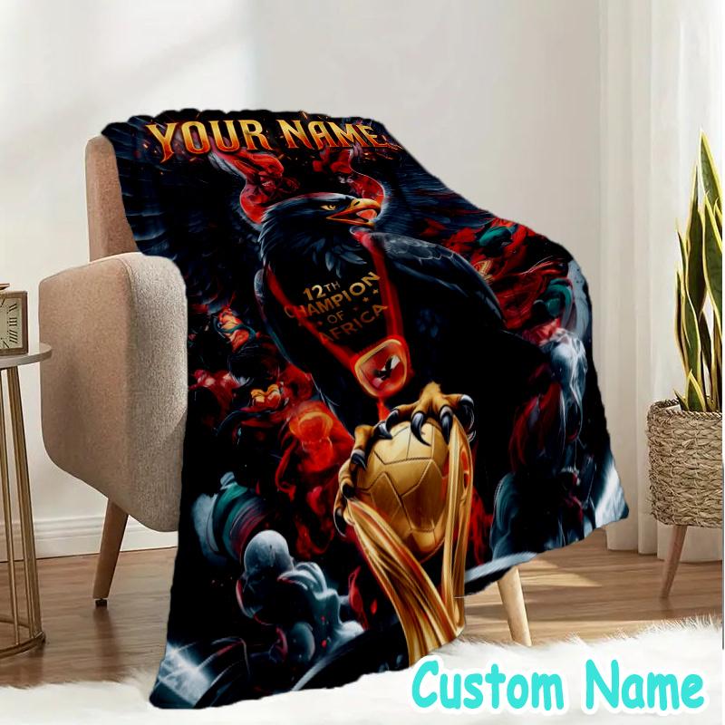 Custom Name Ahly Logo Design Flannel Blanket Seasonal Universal Blanket For Indoor/outdoor, Perfect For Bedroom Sofa birthday gifts